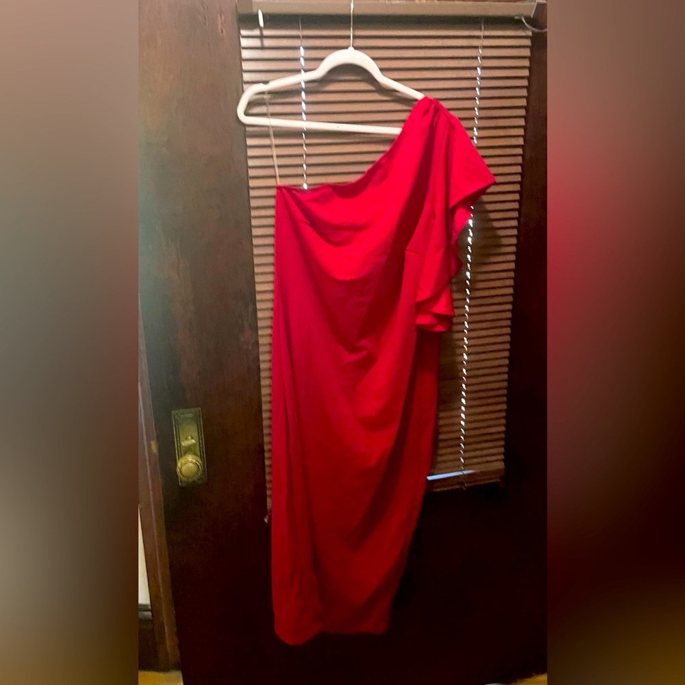 Fashion Nova Vibrant Red One-Shoulder Dress NWT